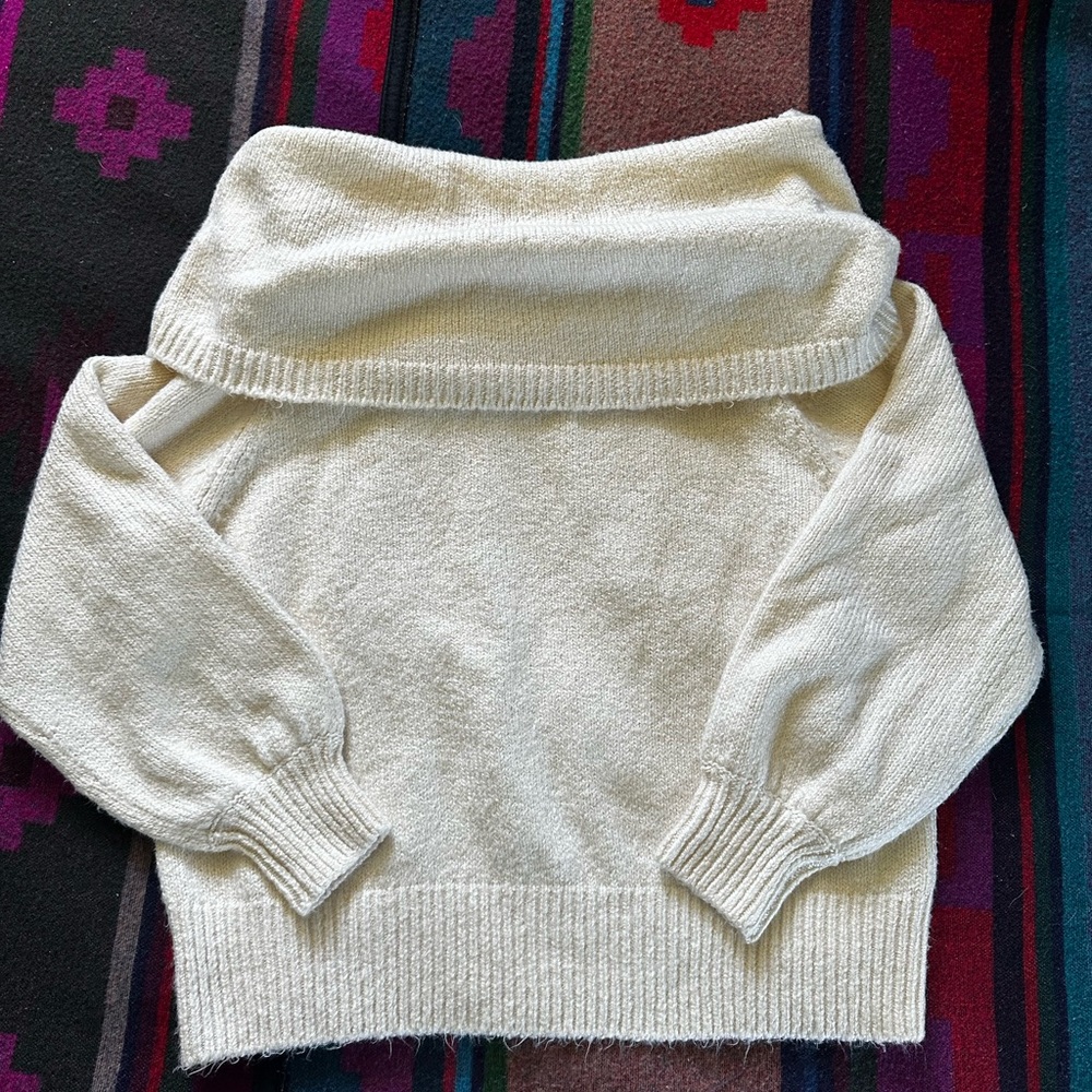 Anthropologie Cream Off-the-Shoulder Sweater